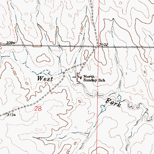 Topographic Map of North Sunday School (historical), MT