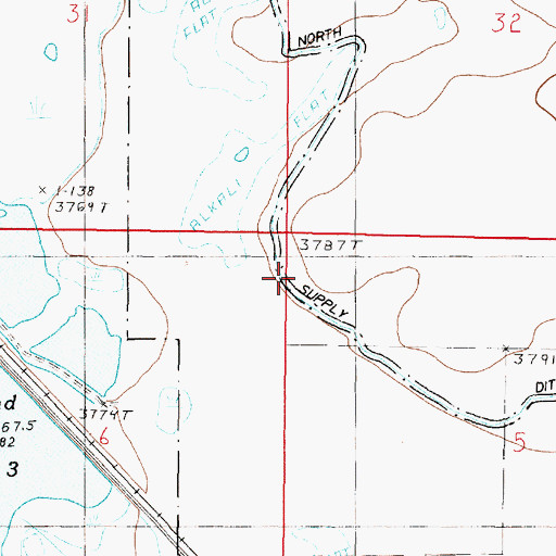 Topographic Map of North Supply Ditch, MT