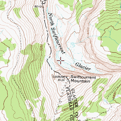 Topographic Map of North Swiftcurrent Glacier, MT