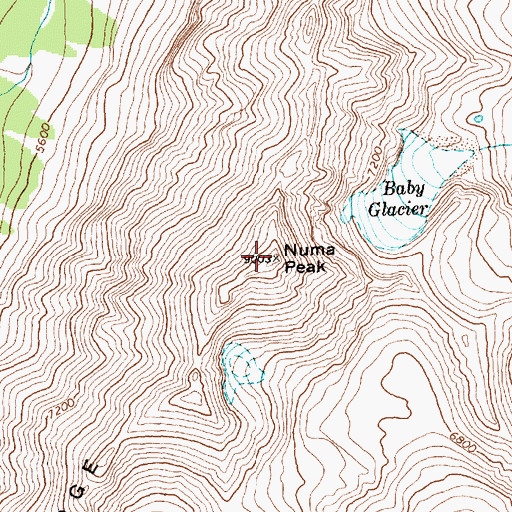 Topographic Map of Numa Peak, MT