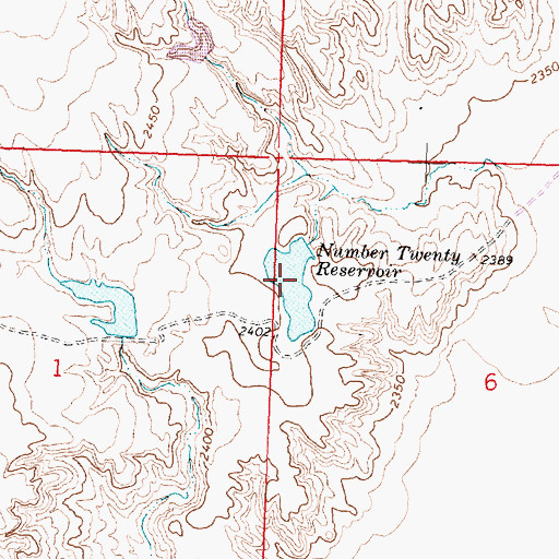 Topographic Map of Number Twenty Reservoir, MT
