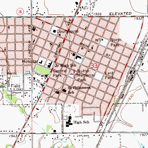 Topographic Map of Nutter Memorial Park, MT