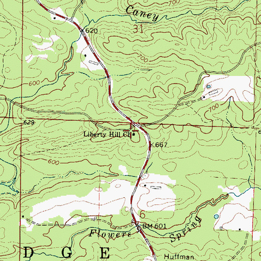 Topographic Map of Liberty Hill Church, AR