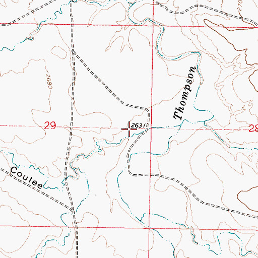 Topographic Map of Ogilvie Coulee, MT