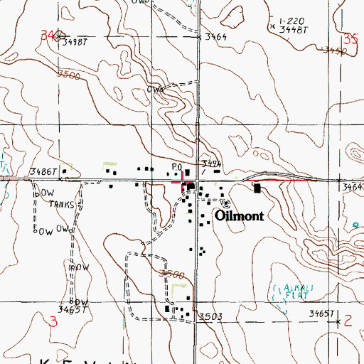 Topographic Map of Oilmont, MT