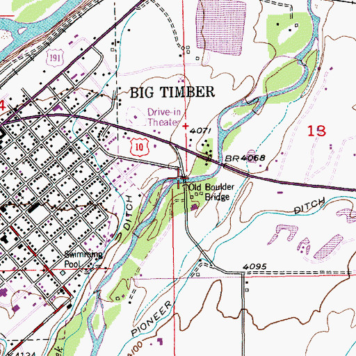 Topographic Map of Old Boulder Bridge, MT