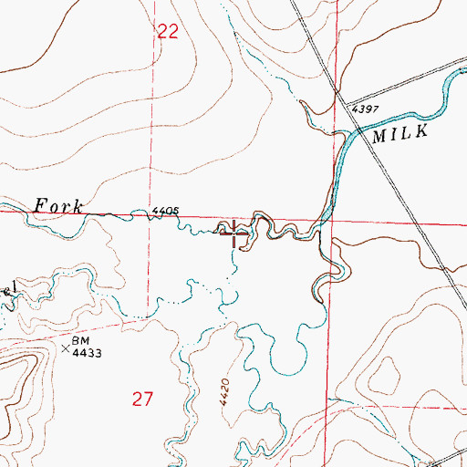 Topographic Map of Old Channel Middle Fork Milk River, MT