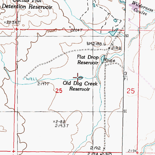Topographic Map of Old Dog Creek Reservoir, MT