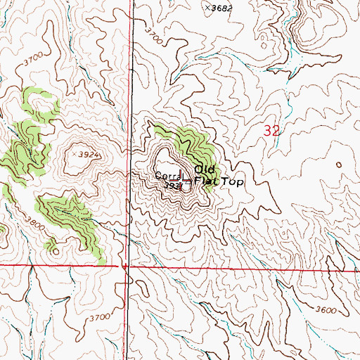 Topographic Map of Old Flat Top, MT