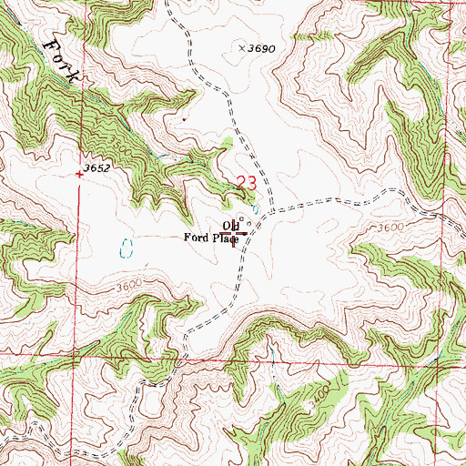 Topographic Map of Old Ford Place, MT