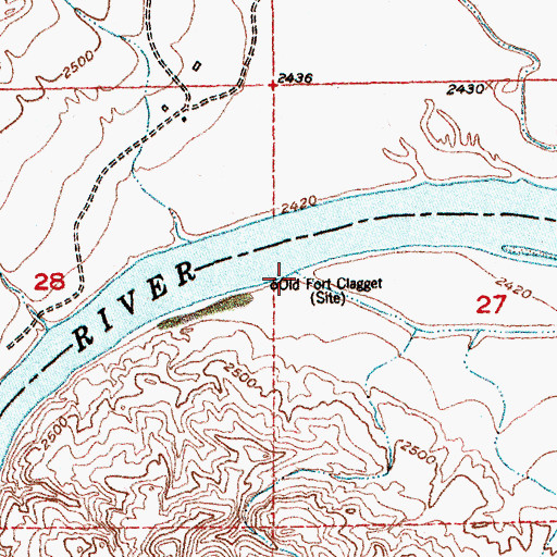 Topographic Map of Old Fort Clagget, MT