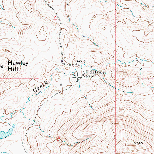 Topographic Map of Old Hawley Ranch, MT
