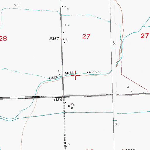 Topographic Map of Old Mill Ditch, MT