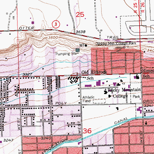 Topographic Map of Old Rimrock School, MT