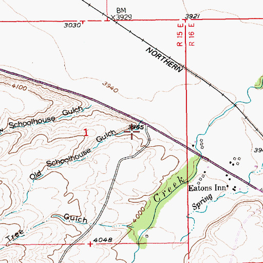 Topographic Map of Old Schoolhouse Gulch, MT