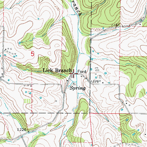 Topographic Map of Lick Branch, AR