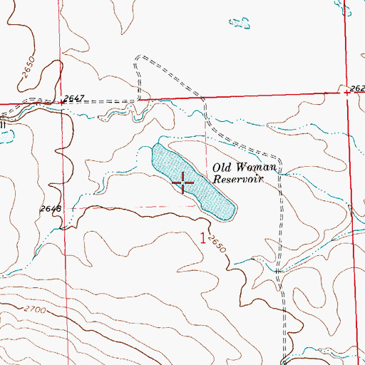 Topographic Map of Old Woman Reservoir, MT