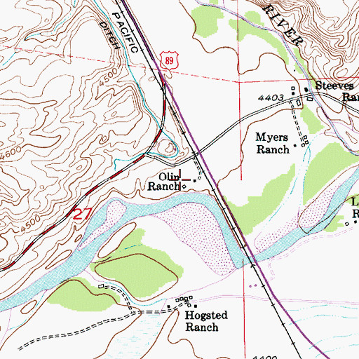 Topographic Map of Olin Ranch, MT