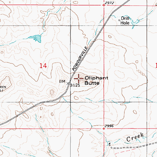 Topographic Map of Oliphant Butte, MT