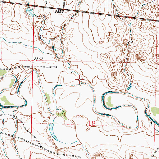 Topographic Map of Oliver Coulee, MT