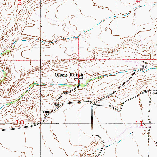 Topographic Map of Olsen Ranch, MT