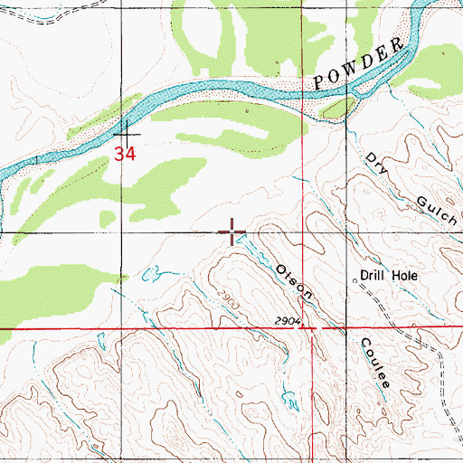 Topographic Map of Olson Coulee, MT
