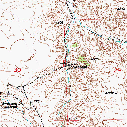 Topographic Map of Olson Homestead, MT