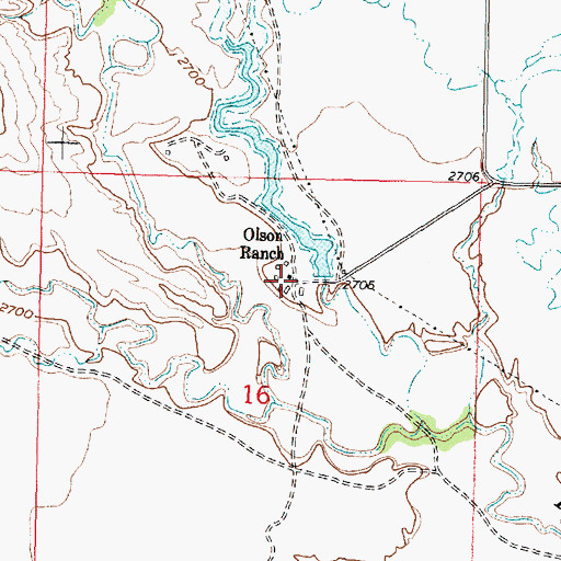 Topographic Map of Olson Ranch, MT