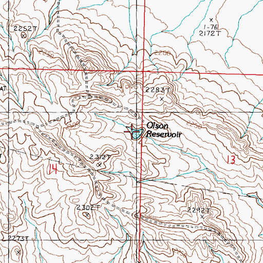 Topographic Map of Olson Reservoir, MT