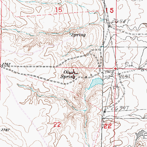Topographic Map of Olson Spring, MT