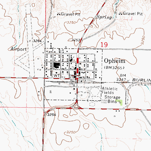 Topographic Map of Opheim, MT
