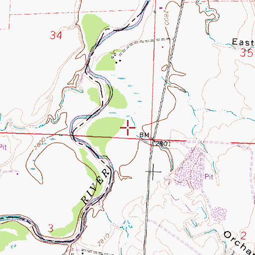 Topographic Map of Orchard Coulee, MT