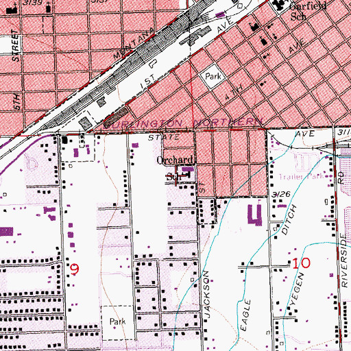 Topographic Map of Orchard School, MT