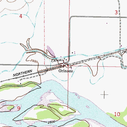 Topographic Map of Orinoco, MT