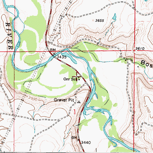 Topographic Map of Orr School (historical), MT