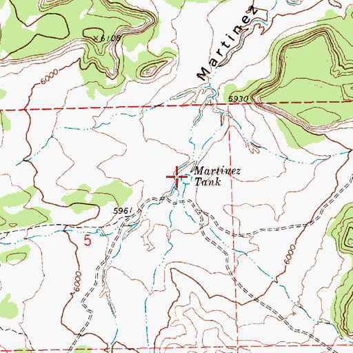 Topographic Map of Martinez Tank, AZ