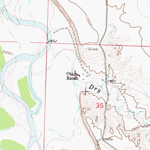 Topographic Map of Ottum Ranch, MT