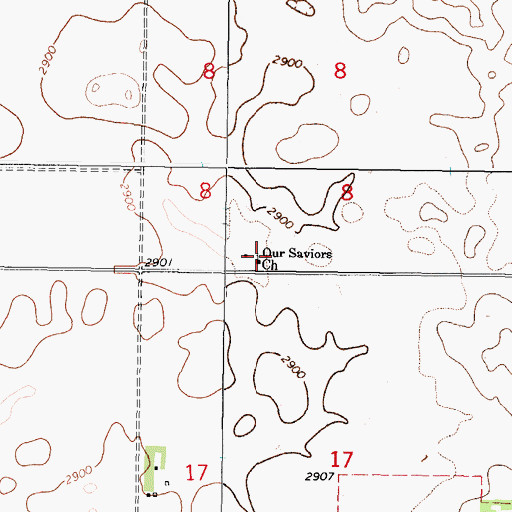 Topographic Map of Our Saviors Church, MT
