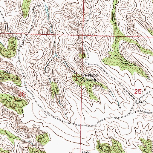 Topographic Map of Outlaw Spring, MT