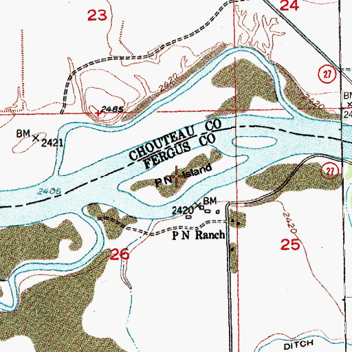 Topographic Map of PN Island, MT
