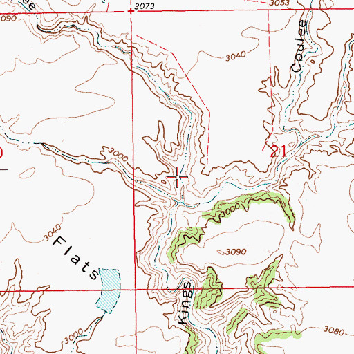 Topographic Map of PW Coulee, MT