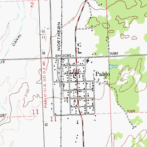 Topographic Map of Pablo, MT