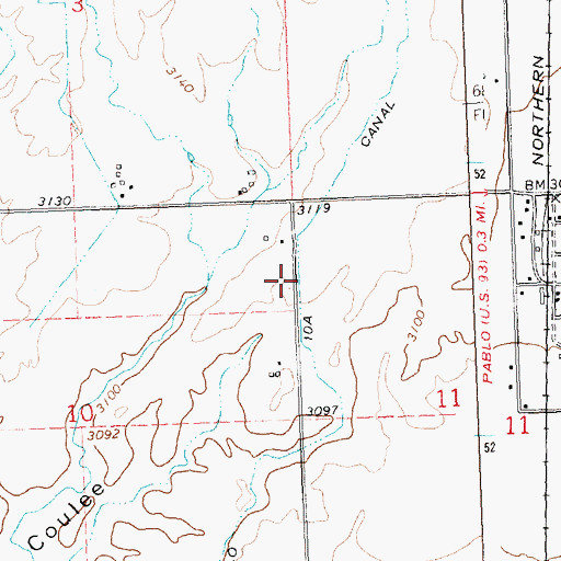 Topographic Map of Pablo 10A Canal, MT