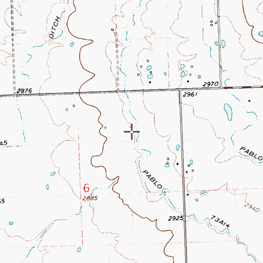 Topographic Map of Pablo 73A14 Ditch, MT