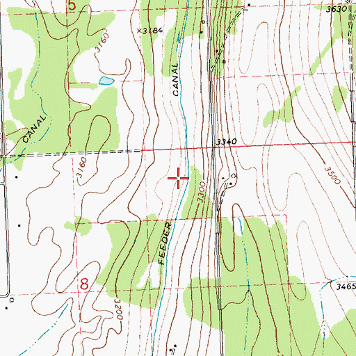 Topographic Map of Pablo Feeder Canal, MT