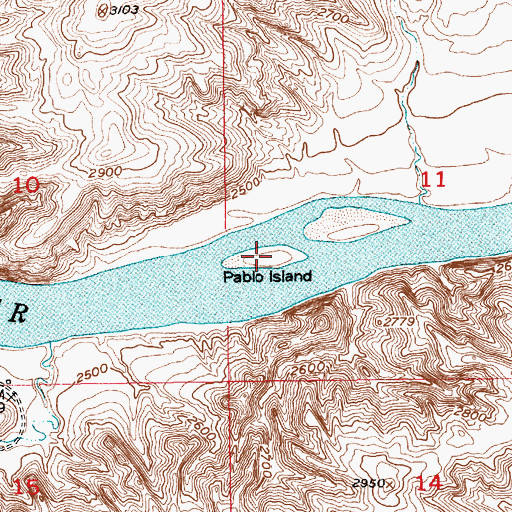 Topographic Map of Pablo Island, MT
