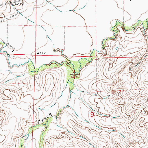 Topographic Map of Packs the Hat Creek, MT