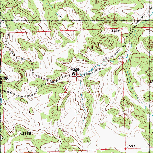 Topographic Map of Page Well, MT