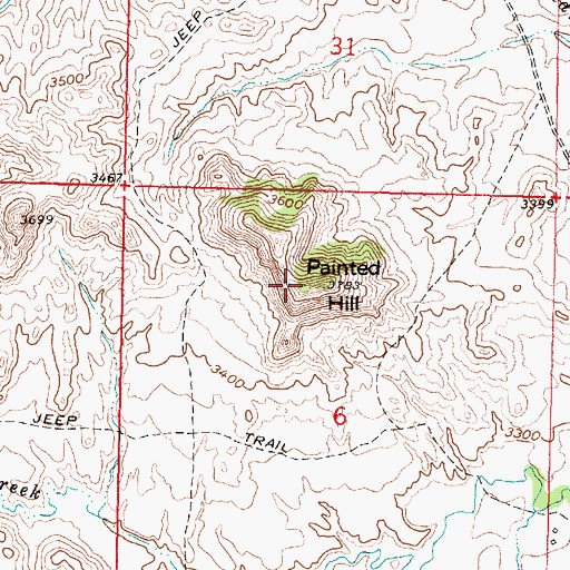 Topographic Map of Painted Hill, MT