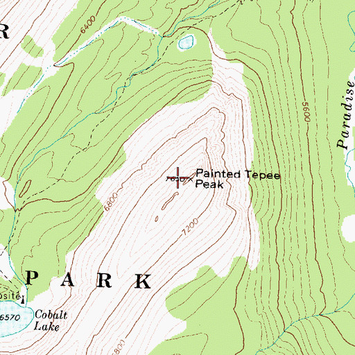 Topographic Map of Painted Tepee Peak, MT